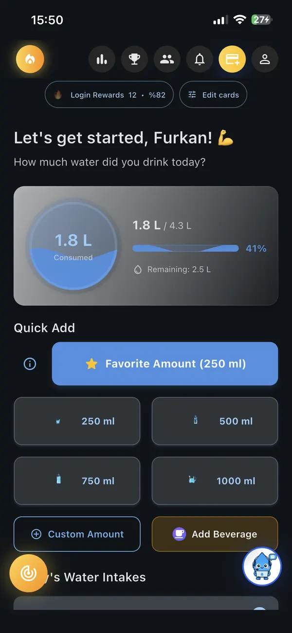 Advanced mode home screen